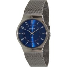 Skagen Men's 233LSTN Silver Stainless-Steel Analog Quartz Watch with Blue Dial