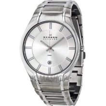 Skagen Round 573xlsxs Gents Steel Bracelet Stainless Steel Case Date Watch