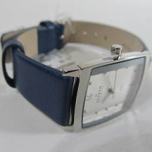 Skagen Steel Navy Leather Mineral Crystal Ladies Watch 691ssln