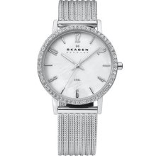 Skagen Stripe Mesh Bracelet Watch Silver