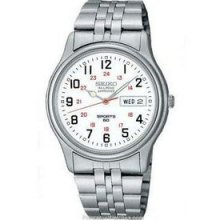 Sne045 Seiko Men`s Solar Dress Railroad Approved Silver-tone White Dial Wat