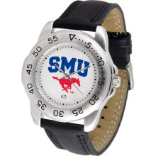 Southern Methodist Mustangs Sport Leather Band - Men's Watch