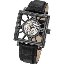 Stuhrling Original Watches Men's Winchester Black Dial Black Leather