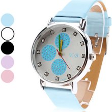 Style Women's Circle PU Analog Quartz Wrist Watch (Assorted Colors)