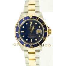 Submariner 16613 Steel & 18K Gold Blue Face No Holes Case