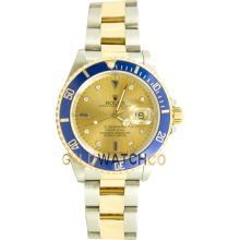 Submariner 16613 Steel & Gold Blue Bezel Champagne Dial