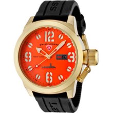 SWISS LEGEND Watches Men's Submersible Orange Dial Gold Ion Plated SS