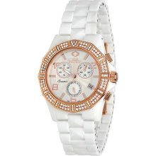 Swiss Precimax SP12043 Women's Luxe Elite White Ceramic Rose Gold Acce