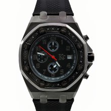 Techno Com by KC Black Diamond-accented Sport Watch (Genuine Black Diamond Bezel Sports Watch)