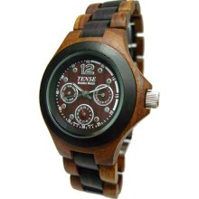 Tense Wood Mens Multifunction Sandal Wood Watch - Wood Bracelet - Wood Dial - G4300SD