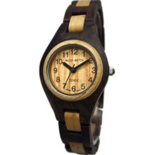 Tense Wood Womens Sandalwood & Maple Wood Watch - Two-tone Bracelet - Light Dial - L7509WM