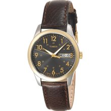 Timex Gent's Stainless Steel Case Date Brown Leather Watch T2n106