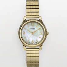 Timex Gold Tone Stainless Steel Mother-Of-Pearl Expansion Watch -