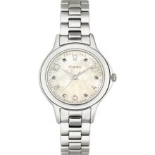 Timex Women Diamond Accented Silver-tone Bracelet Watch