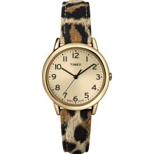 Timex Women's T2N966 Elevated Classics Leopard Patterned Strap Watch