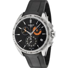 Tissot Watches Men's Velcro-T Chronograph Black Dial Black Rubber Bla