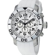 TW Steel Men's 'Grandeur Dive' White Dial Chronograph Strap