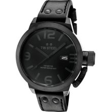 TW Steel Watches Men's Cool Black Black Dial Black Leather Black Leat