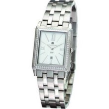 Unisex Charles Hubert Stainless Diamond Bezel White Dial Watch No. 18313-W