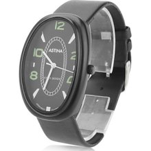 Unisex Leather Analog Quartz Watch Wrist (Black)