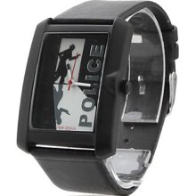 Unisex Leather Analog Quartz Watch Wrist 2354G (Black)