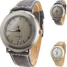 Unisex PU Analog Quartz Wrist Watch 0687P (Assorted Colors)