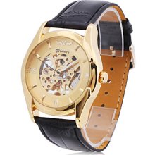 UnisexPU Analog Mechanical Fashionable Watch (Gold)