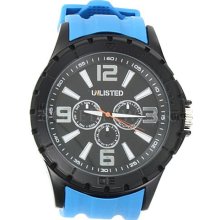 Unlisted by Kenneth Cole Men's Black Watch with Blue Silicone Strap