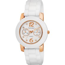 Vernier Women's White Silicone Rose Highlights Watch