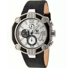 Vuarnet Snowest Circular Men's Watch with Black Leather Band and White Dial