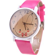 Watch Cute Rabbit With Rose Red Watchband A139