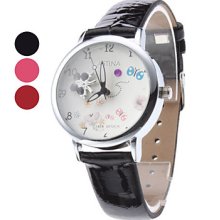 with Women's Butterfly Diamond Design PU Analog Quartz Wrist Watch (Assorted Colors)