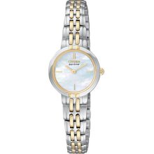 Womans Citizen Eco-Drive Silhouette Watch in Stainless Steel with Gold (EX1094-51D)