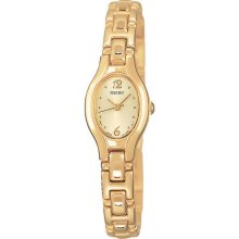 Women Seiko SXGJ72 Dress Stainless Steel Gold Tone Champagne