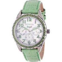 Women's 12605 Angel White Mother-Of-Pearl Dial Crystal Accented Lime