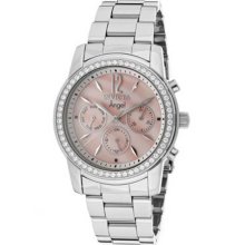 Women's Angel Stainless Steel Case and Bracelet Pink Dial Day and Date Displays