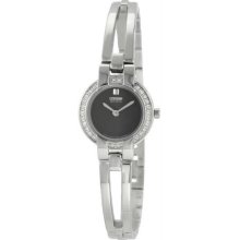 Women's Eco-Drive Bangle Style Silhouette Crystal Black Dial