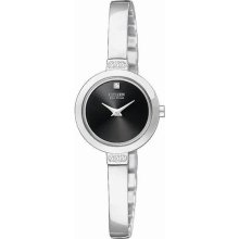 Women's Eco-Drive Bangle Style Diamonds Black Dial