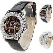 Women's Fashionable PU Analog Wrist Quartz Watch 2430 (Assorted Colors)