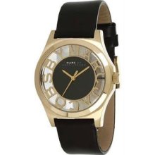 Women's Gold Tone Stainless Steel Case Black and Gold Tone Skeleton