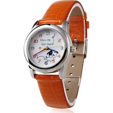 Women's PU Analog Quartz Wrist Watch (Orange)