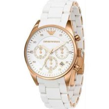 Women's Rose Gold Tone Stainless Steel Case Chronograph White