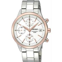 Women's Rose Two Tone Stainless Steel Quartz Silver Tone Dial Chronograph