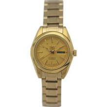 Women's Seiko 5 Gold Tone Stainless Steel Case and Bracelet Gold DIal