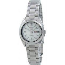 Women's Seiko 5 Stainless Steel Case and Bracelet Silver DIal Day and Date
