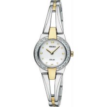 Women's Two Tone Bangle Style Dress Solar Quartz White Dial