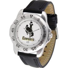 Wyoming Cowboys UW Mens Leather Sports Watch