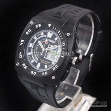 1 Piece Fashion Black Silicone Ohsen Digital Analog Alarm Date Light