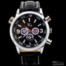 100pcs Good Price Super Speed V6 Watch Pu Leather New Mens Watch Lux