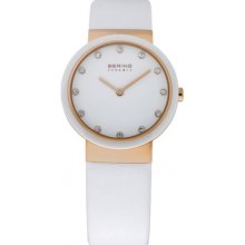 10729-856 Bering Time Ladies Ceramic Rose White Watch